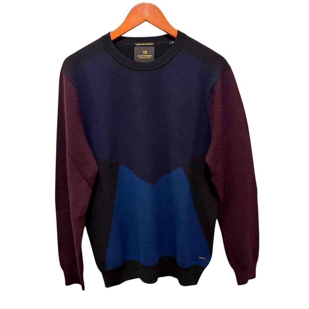 Scotch & Soda Colorblock Crewneck Sweater Cotton/Polyester Blend Mens Top Med